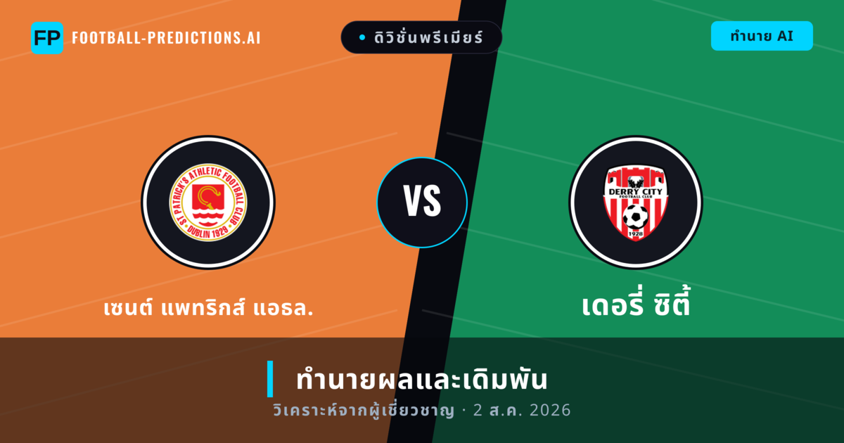 เซนต์ แพทริกส์ แอธล. พบ เดอรี่ ซิตี้ — ทำนายผลและพรีวิวการแข่งขัน