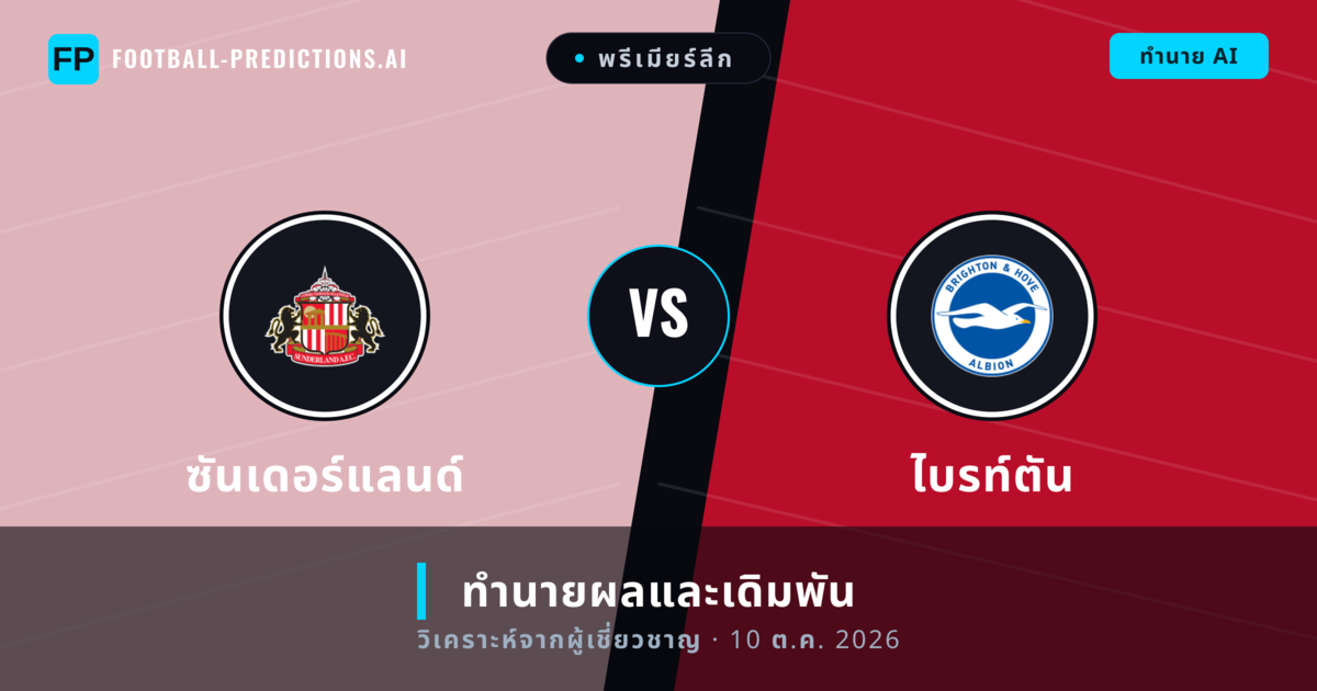 ซันเดอร์แลนด์ พบ ไบรท์ตัน — ทำนายผลและพรีวิวการแข่งขัน