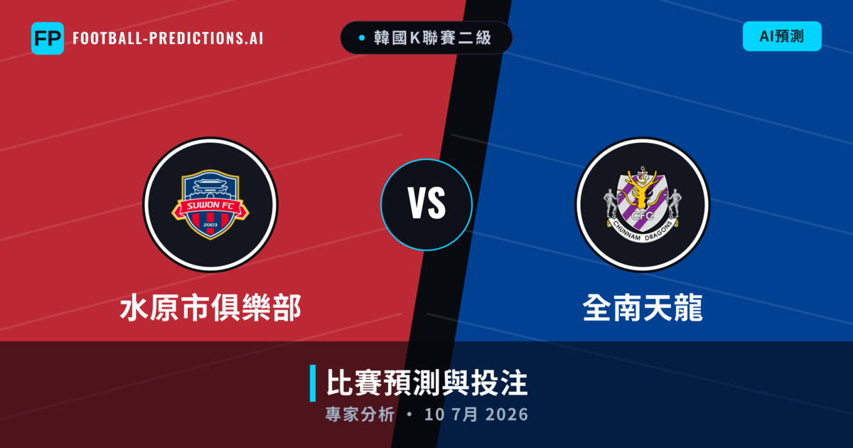水原市俱樂部 vs 全南天龍 — 比赛预测和前瞻