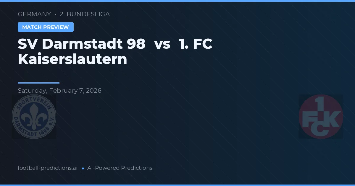 SV Darmstadt 98 vs 1. FC Kaiserslautern — dự đoán và xem trước trận đấu