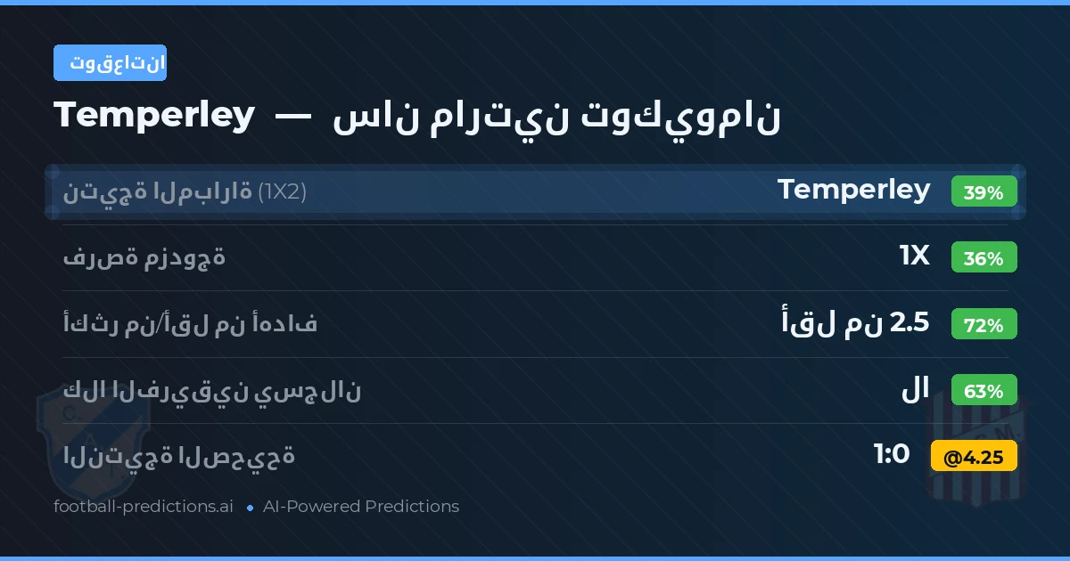 توقعاتنا: Temperley ضد سان مارتين توكيومان