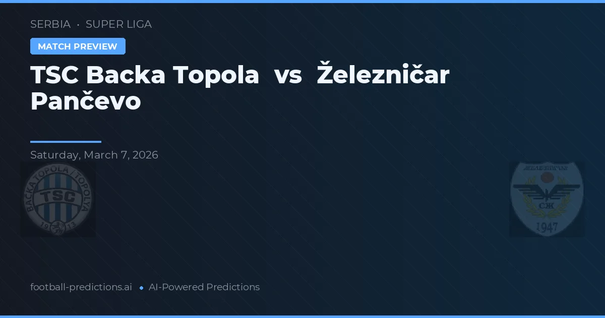 TSC Backa Topola vs Železničar Pančevo — Prognose und Spielvorschau