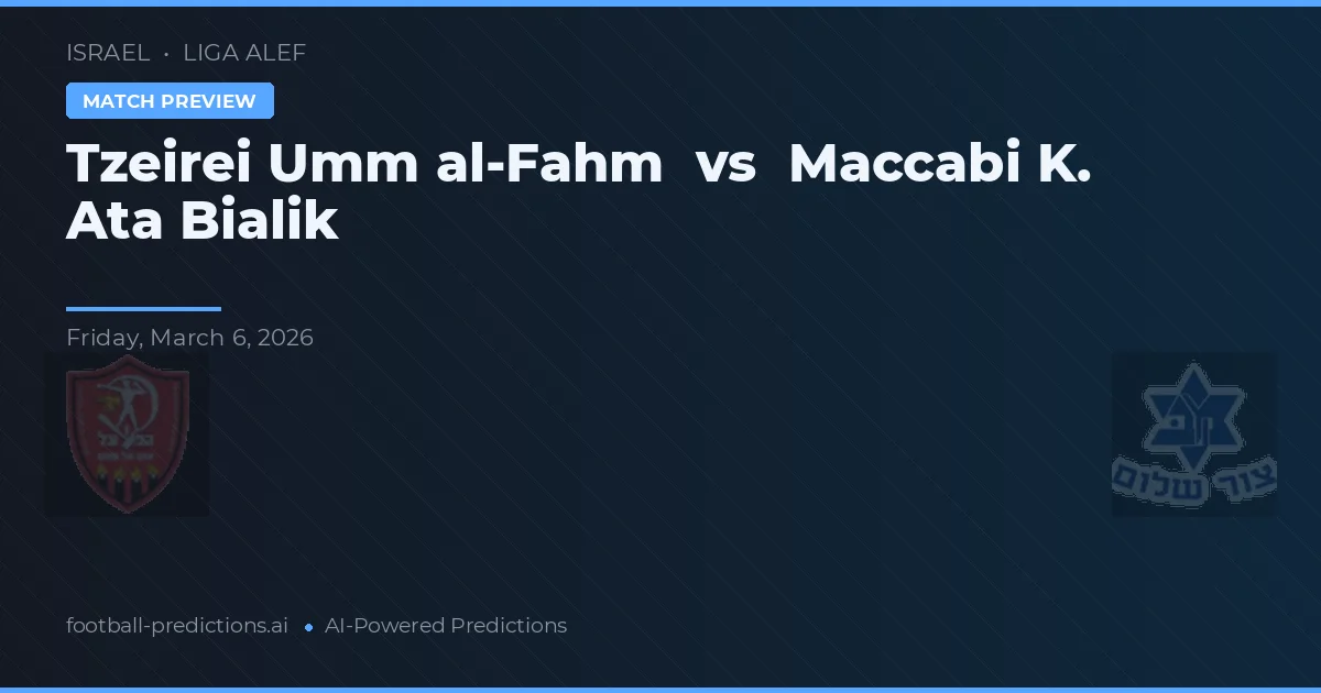 Tzeirei Umm al-Fahm - Maccabi K. Ata Bialik — maç tahmini ve önizleme