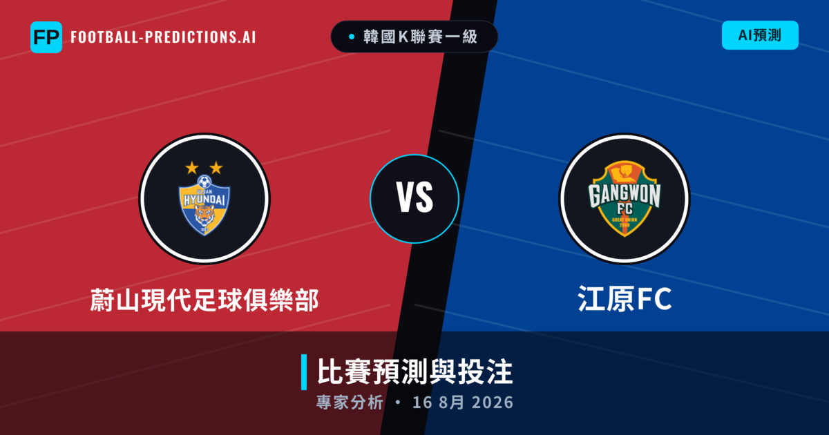蔚山現代足球俱樂部 vs 江原FC — 比赛预测和前瞻