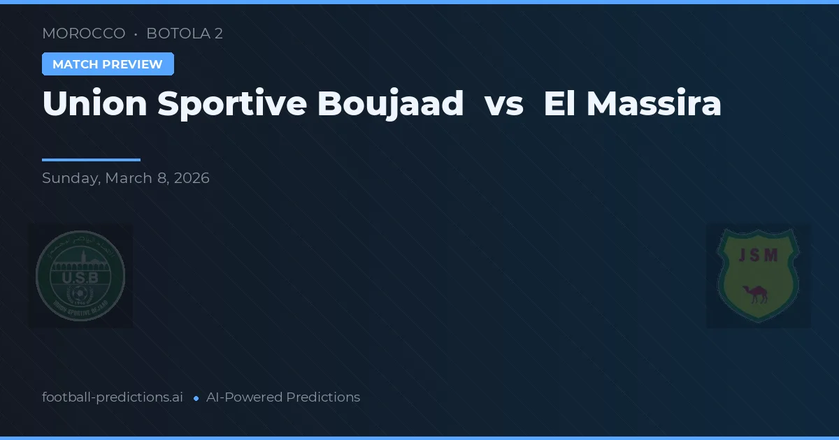 Union Sportive Boujaad - El Massira — maç tahmini ve önizleme