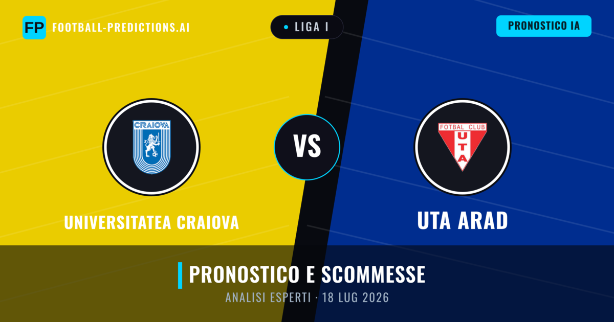 Universitatea Craiova vs UTA Arad — pronostico e anteprima del match