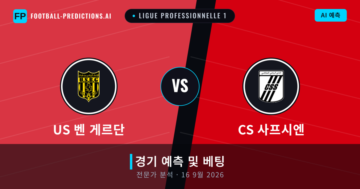 US 벤 게르단 대 CS 사프시엔 — 경기 예측 및 프리뷰