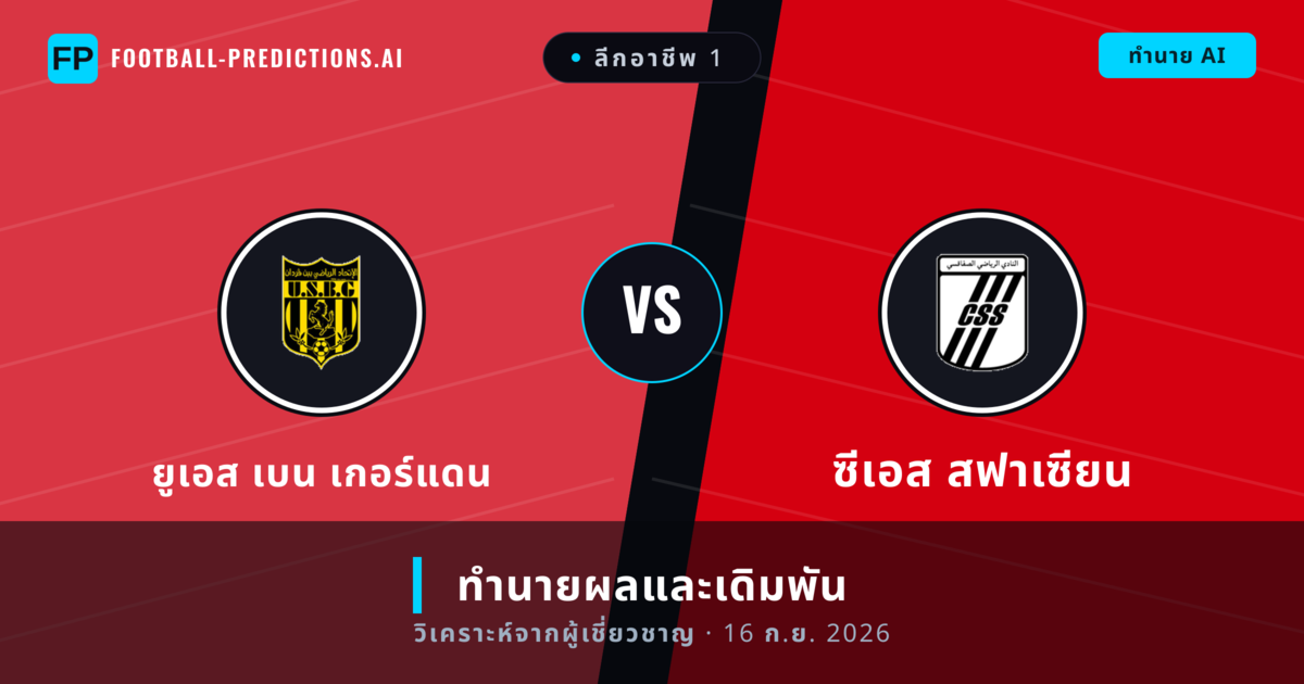 ยูเอส เบน เกอร์แดน พบ ซีเอส สฟาเซียน — ทำนายผลและพรีวิวการแข่งขัน