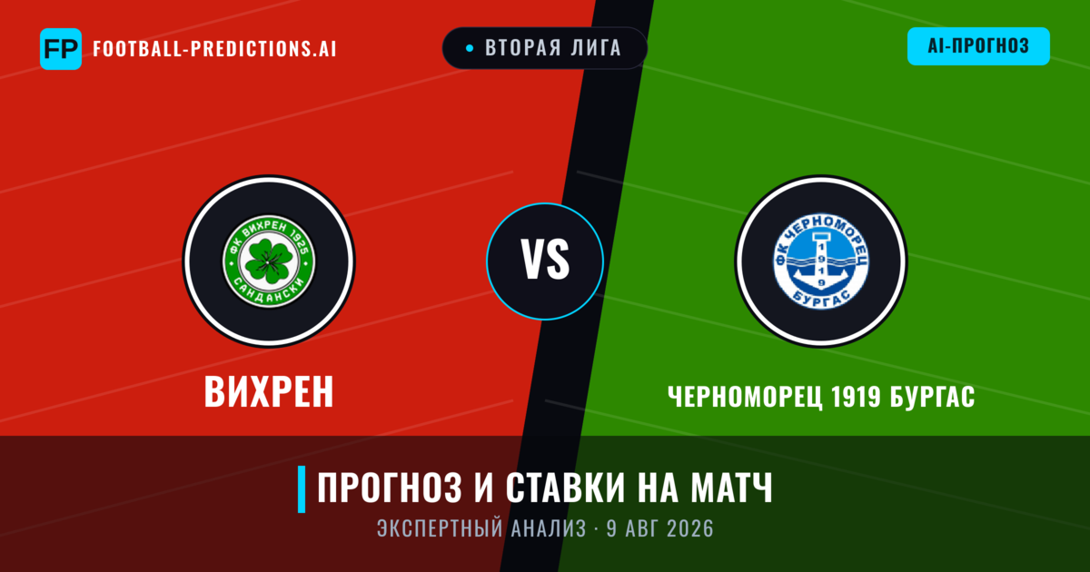 Вихрен – Черноморец 1919 Бургас — прогноз и превью матча