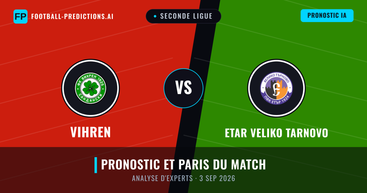 Vihren vs Etar Veliko Tarnovo — pronostic et avant-match