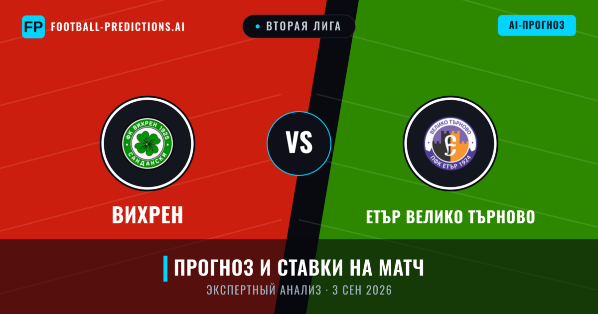Вихрен – Етър Велико Търново — прогноз и превью матча