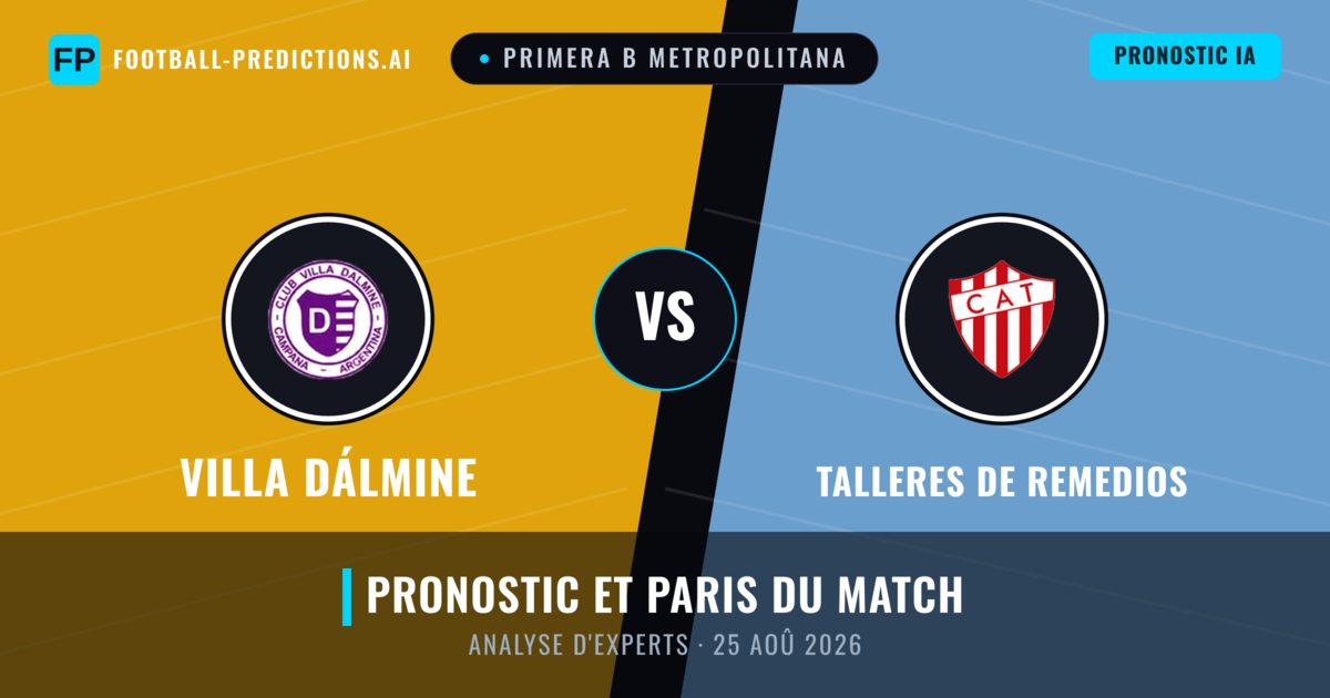 Villa Dálmine vs Talleres de Remedios — pronostic et avant-match
