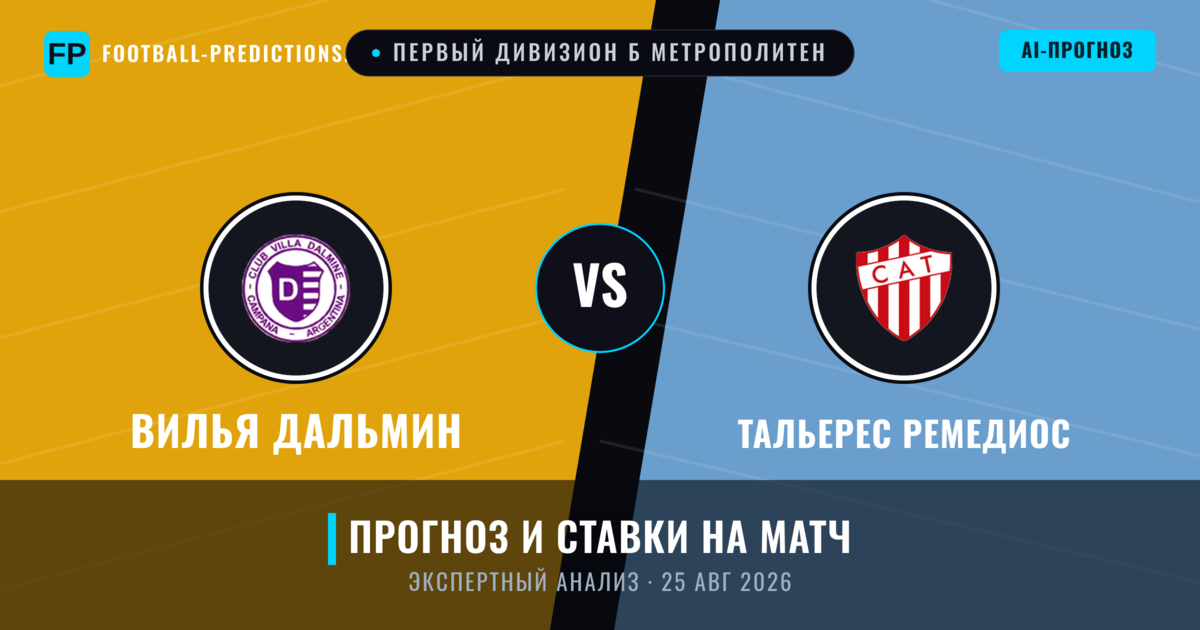 Вилья Дальмин – Тальерес Ремедиос — прогноз и превью матча
