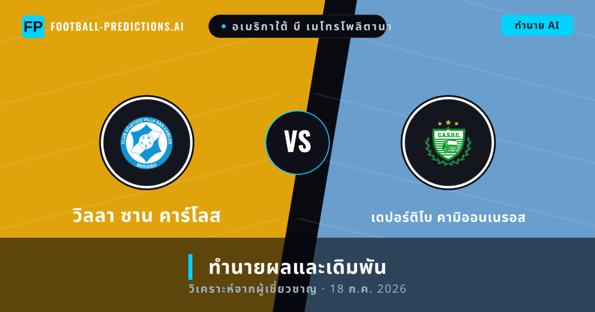 วิลลา ซาน คาร์โลส พบ เดปอร์ติโบ คามิออนเนรอส — ทำนายผลและพรีวิวการแข่งขัน