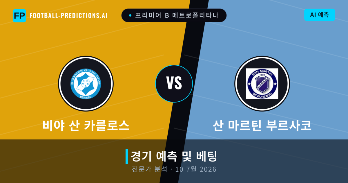 비야 산 카를로스 대 산 마르틴 부르사코 — 경기 예측 및 프리뷰