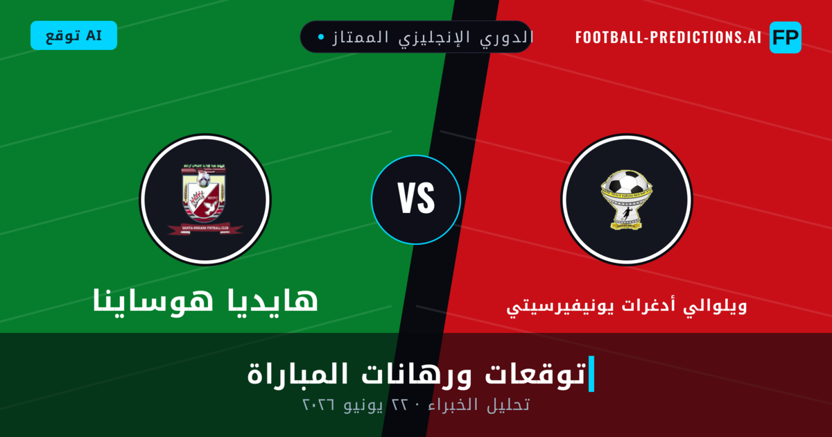 ويلوالي أدغرات يونيفيرسيتي ضد هايديا هوساينا — توقعات ومعاينة المباراة