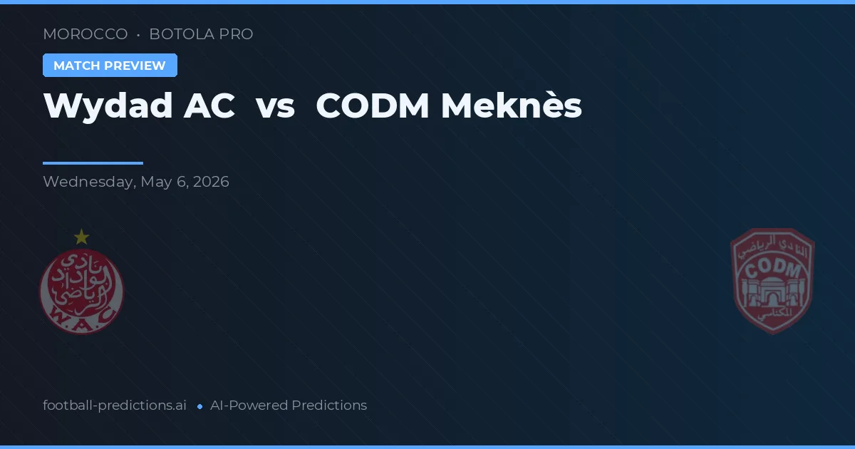 Wydad AC vs CODM Meknès — match prediction & preview