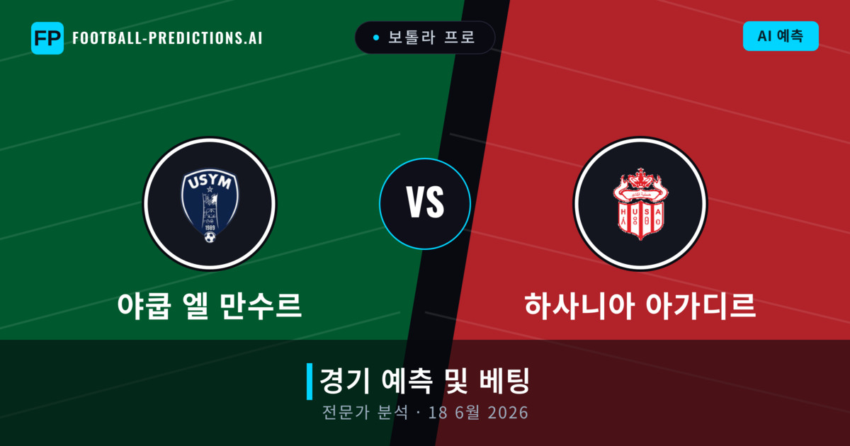 야쿱 엘 만수르 대 하사니아 아가디르 — 경기 예측 및 프리뷰
