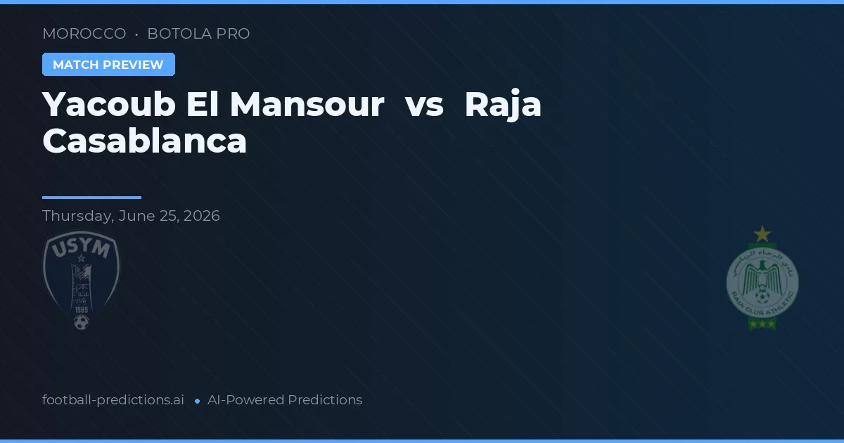 Yacoub El Mansour vs Raja Casablanca — match prediction & preview