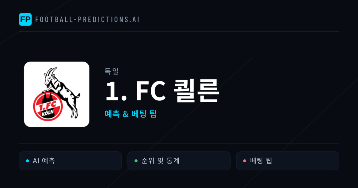 1. FC 쾰른 축구 예측 & 통계