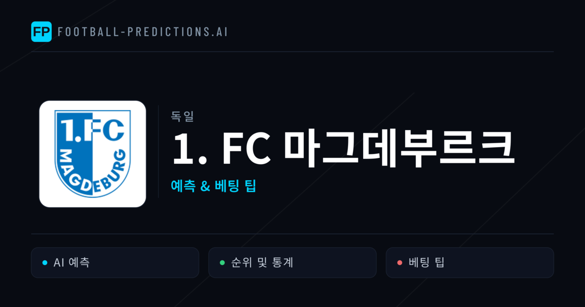 1. FC 마그데부르크 축구 예측 & 통계