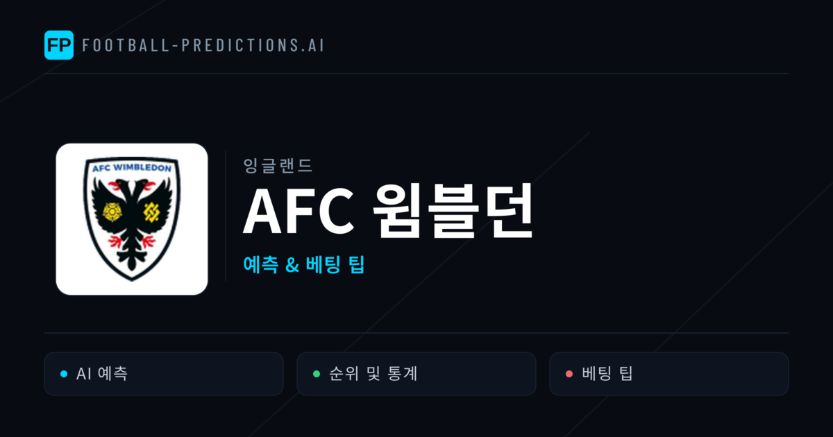AFC 윔블던 축구 예측 & 통계