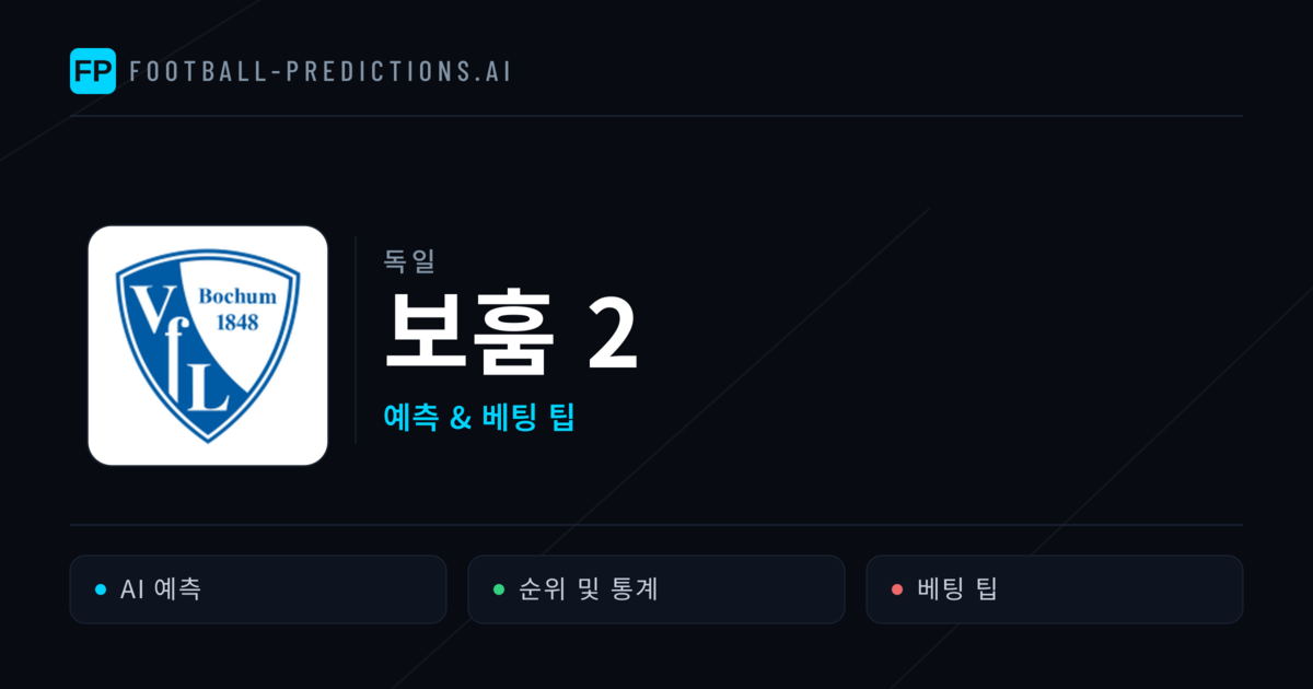 보훔 2 축구 예측 & 통계
