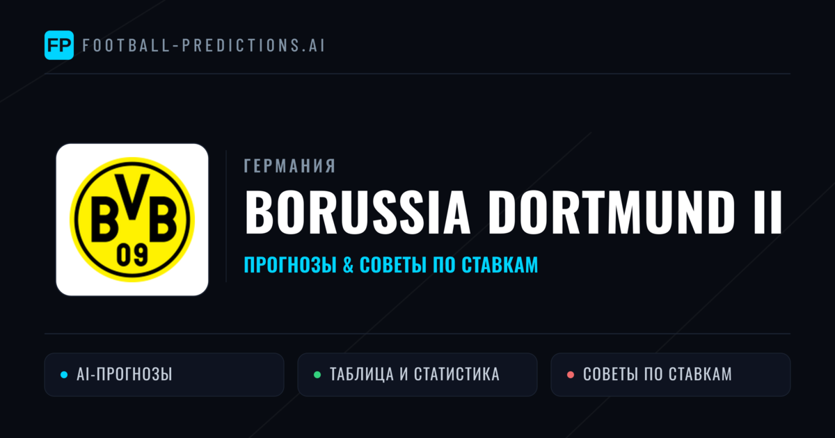 Borussia Dortmund II прогнозы и статистика
