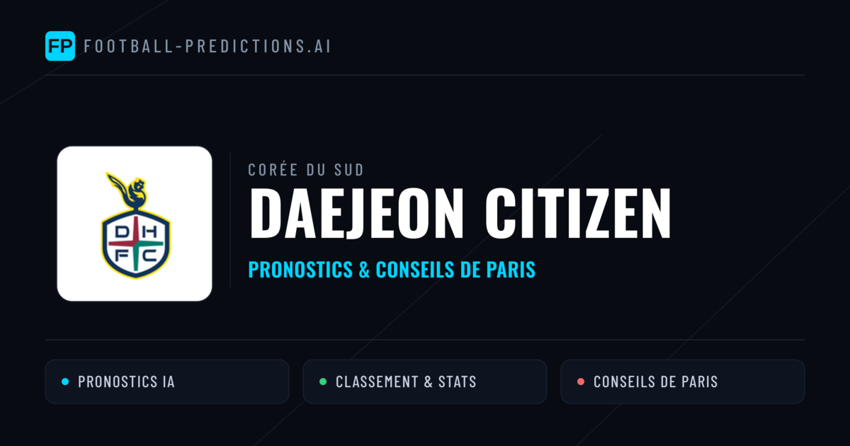Daejeon Citizen Pronostics & Statistiques
