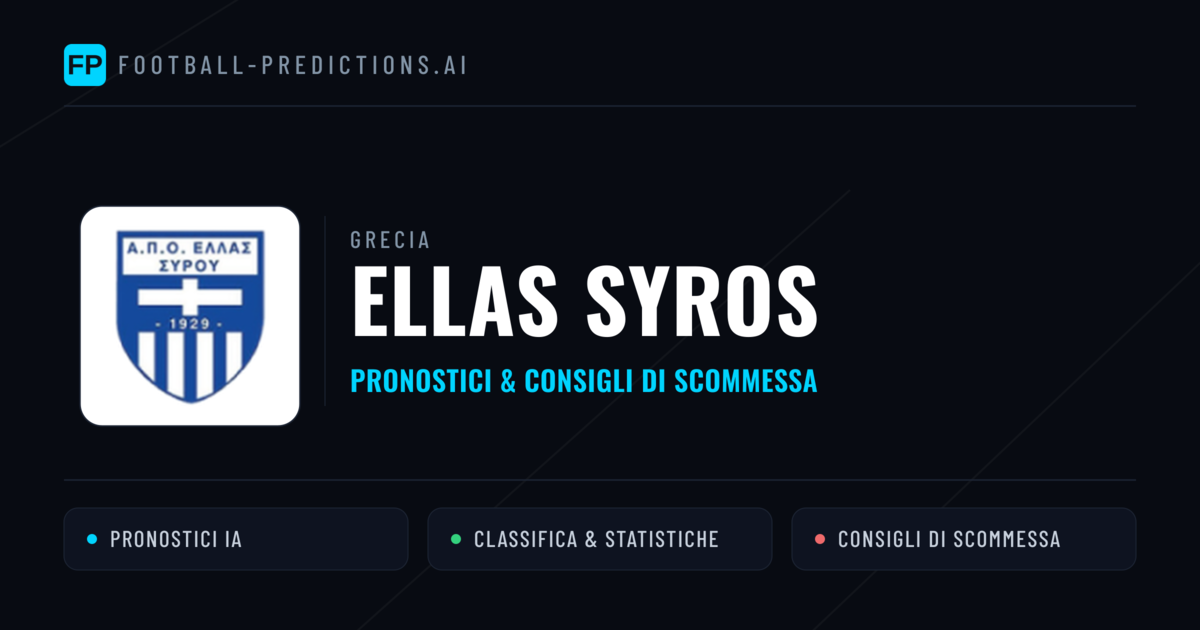 Pronostici e Statistiche Ellas Syros