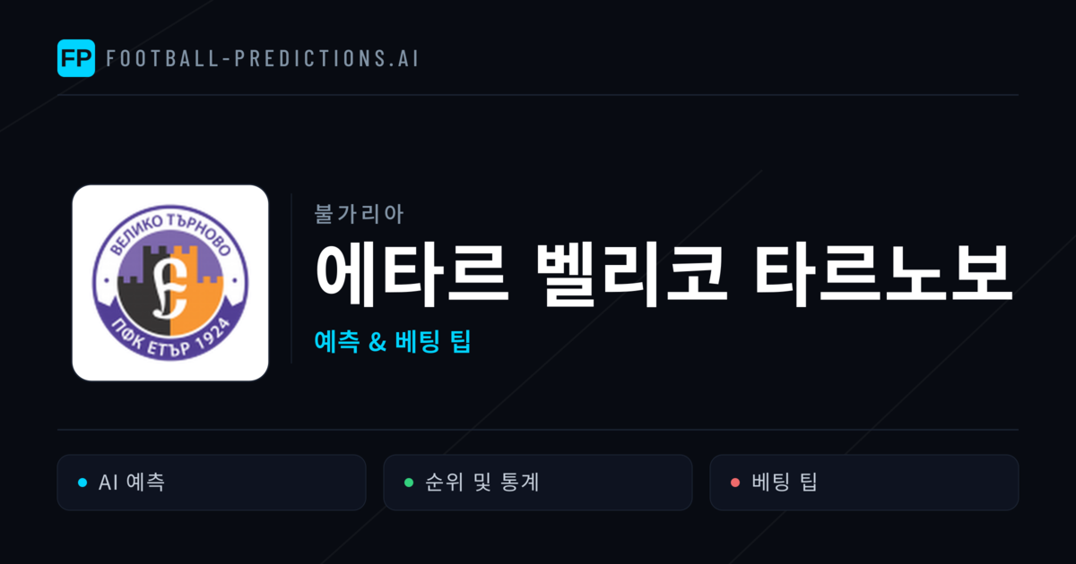 에타르 벨리코 타르노보 축구 예측 & 통계
