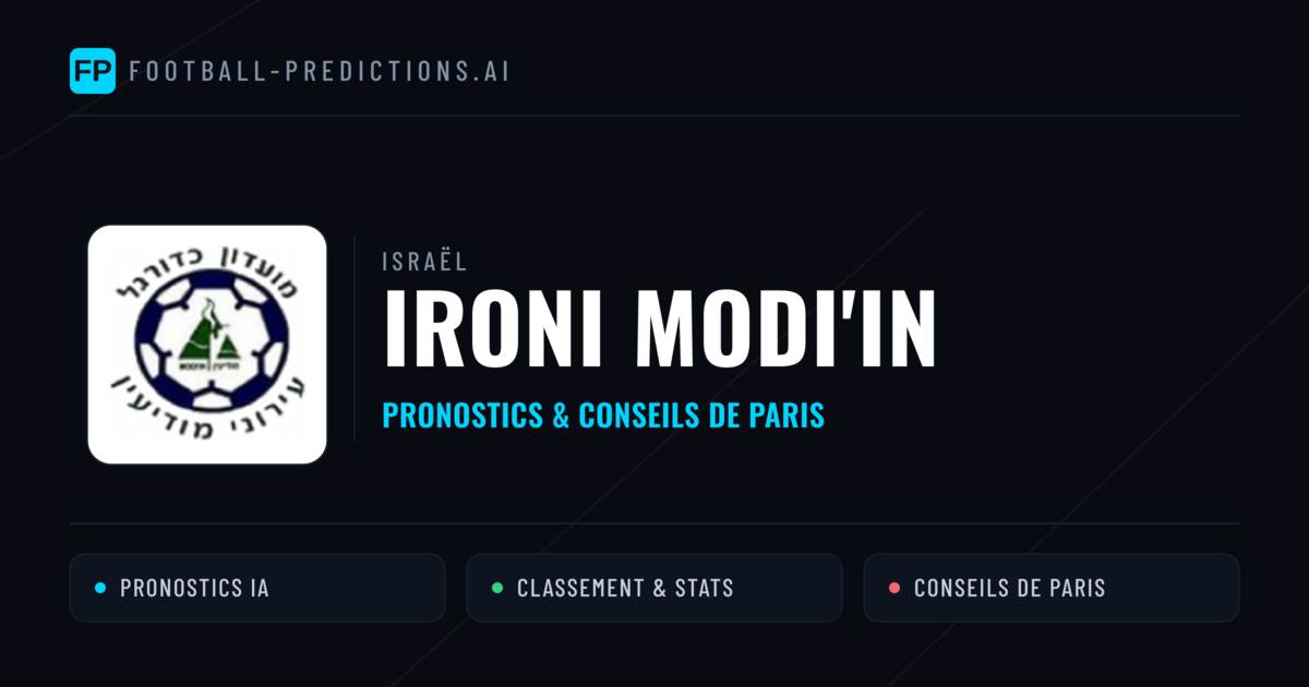 Ironi Modi'in Pronostics & Statistiques
