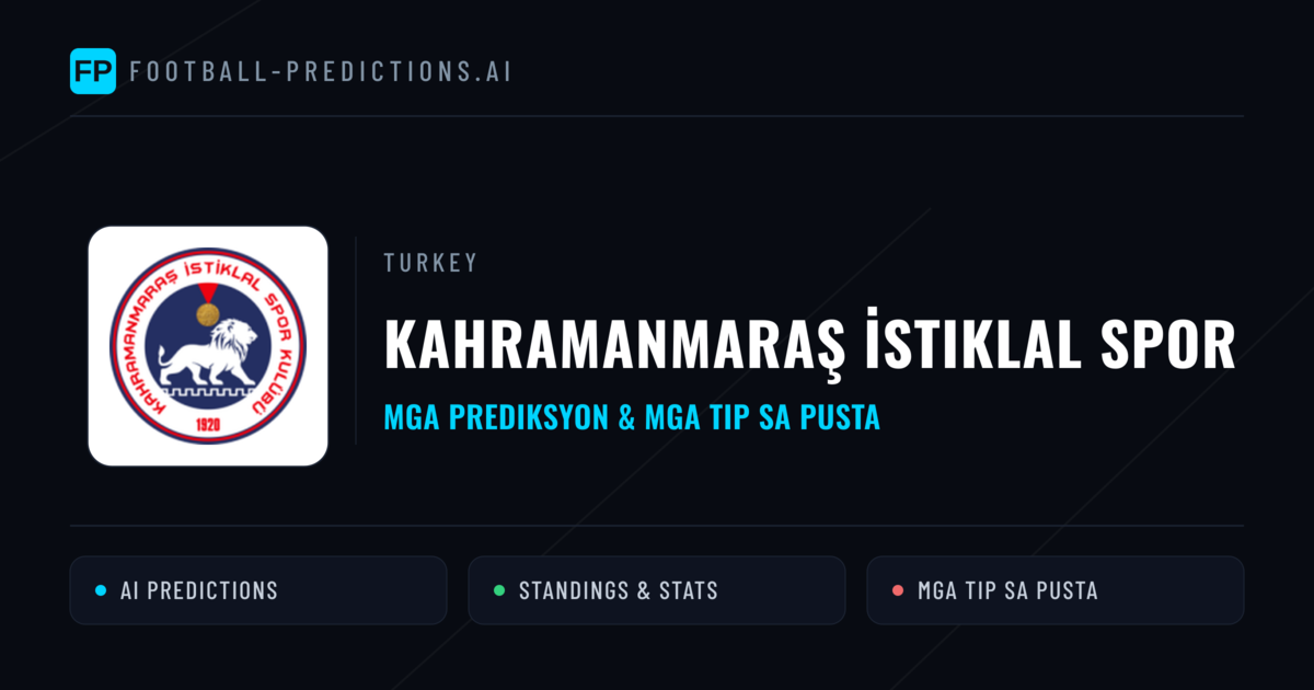 Kahramanmaraş İstiklal Spor Predictions & Stats