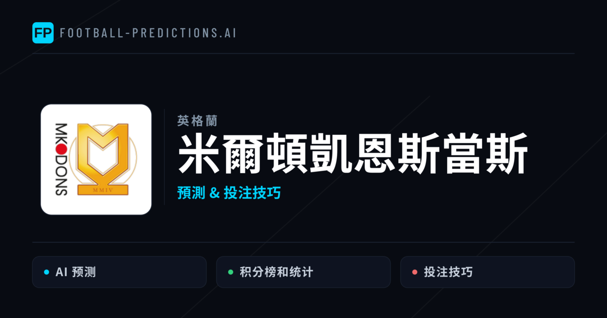 米爾頓凱恩斯當斯 運彩分析|足球預測與數據