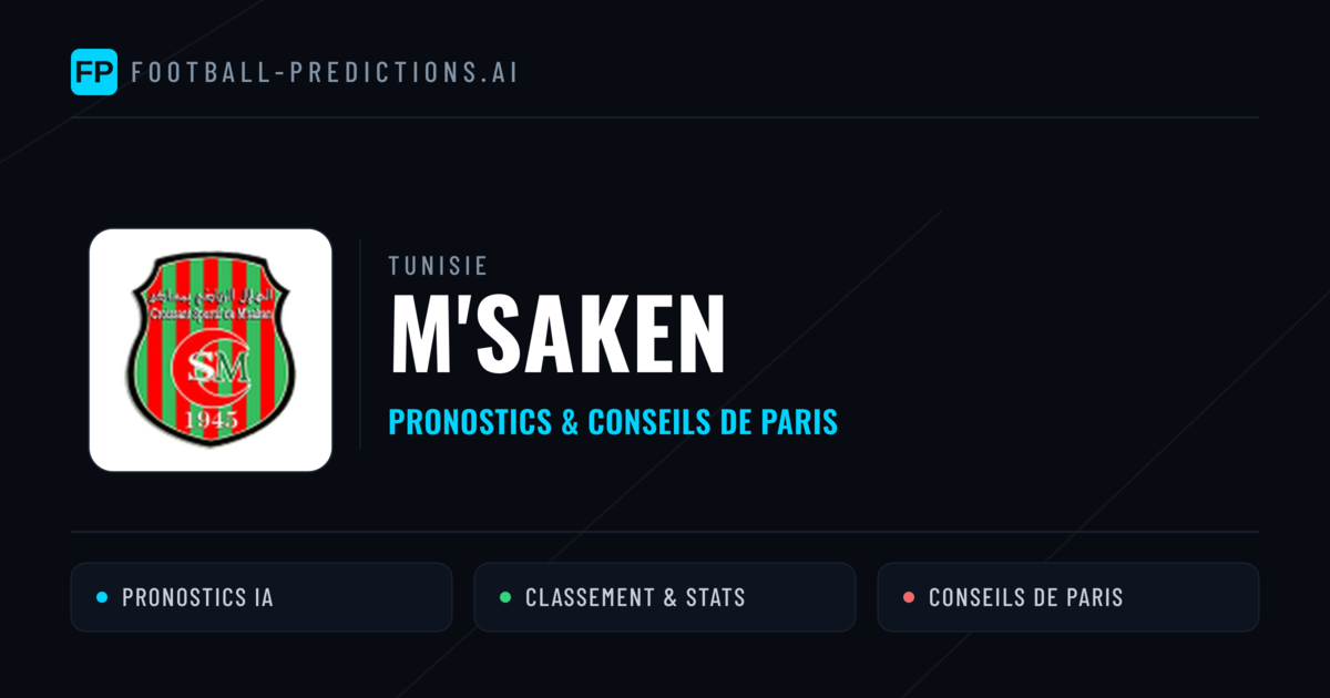 M'saken Pronostics & Statistiques