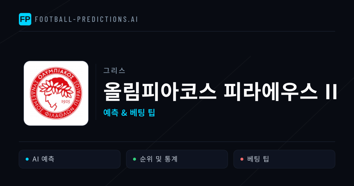 올림피아코스 피라에우스 II 축구 예측 & 통계