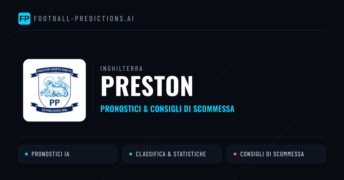 Pronostici e Statistiche Preston