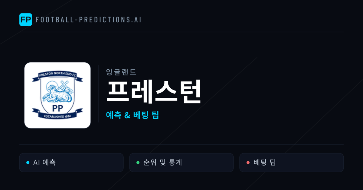 프레스턴 축구 예측 & 통계