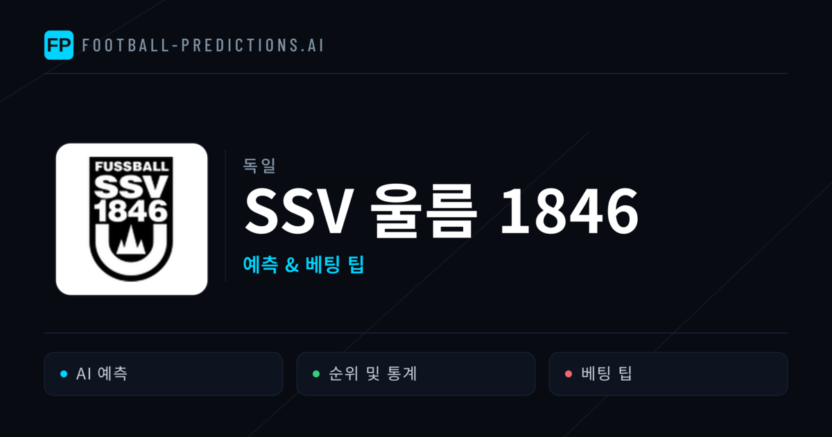 SSV 울름 1846 축구 예측 & 통계
